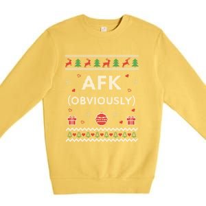 Afk Video Games Funny Gamer Design Ugly Christmas Cool Gift Premium Crewneck Sweatshirt