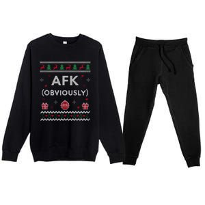 Afk Video Games Funny Gamer Design Ugly Christmas Cool Gift Premium Crewneck Sweatsuit Set