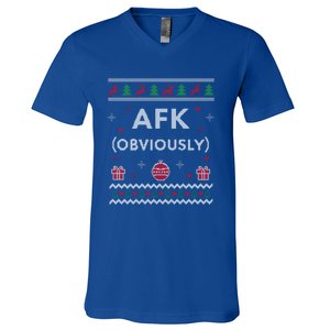 Afk Video Games Funny Gamer Design Ugly Christmas Cool Gift V-Neck T-Shirt