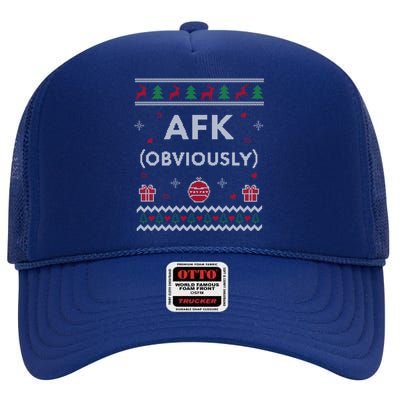 Afk Video Games Funny Gamer Design Ugly Christmas Cool Gift High Crown Mesh Back Trucker Hat