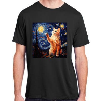 Art Van Gogh Starry Night Cat Gifts For Cats Lover Mom Dad Adult ChromaSoft Performance T-Shirt