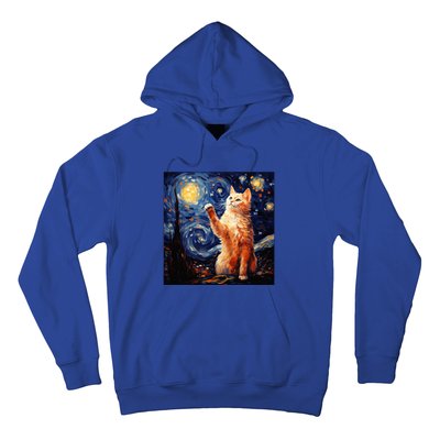 Art Van Gogh Starry Night Cat Gifts For Cats Lover Mom Dad Hoodie