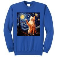 Art Van Gogh Starry Night Cat Gifts For Cats Lover Mom Dad Sweatshirt