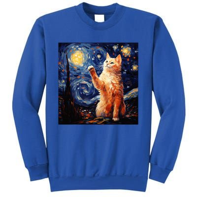 Art Van Gogh Starry Night Cat Gifts For Cats Lover Mom Dad Sweatshirt