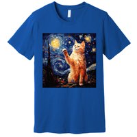 Art Van Gogh Starry Night Cat Gifts For Cats Lover Mom Dad Premium T-Shirt