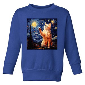 Art Van Gogh Starry Night Cat Gifts For Cats Lover Mom Dad Toddler Sweatshirt