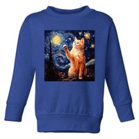 Art Van Gogh Starry Night Cat Gifts For Cats Lover Mom Dad Toddler Sweatshirt