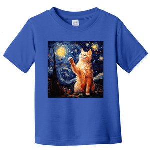 Art Van Gogh Starry Night Cat Gifts For Cats Lover Mom Dad Toddler T-Shirt