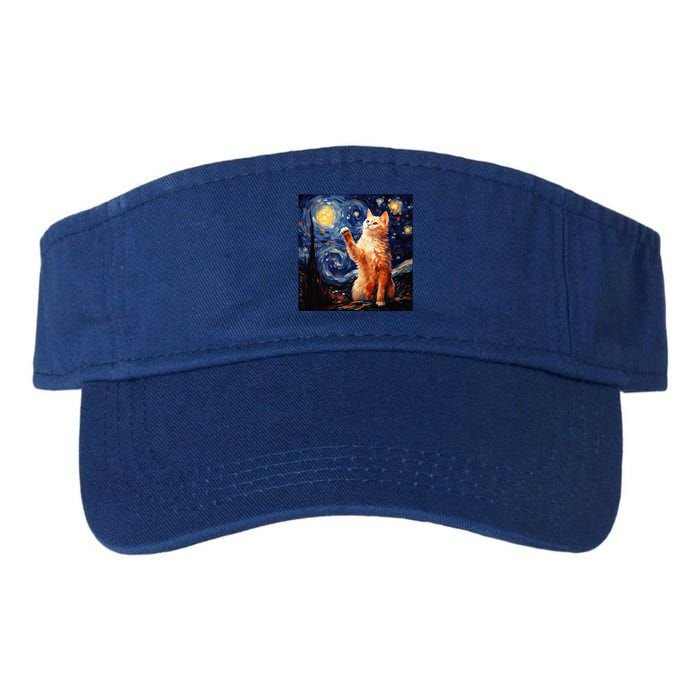 Art Van Gogh Starry Night Cat Gifts For Cats Lover Mom Dad Valucap Bio-Washed Visor