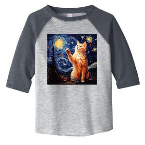 Art Van Gogh Starry Night Cat Gifts For Cats Lover Mom Dad Toddler Fine Jersey T-Shirt