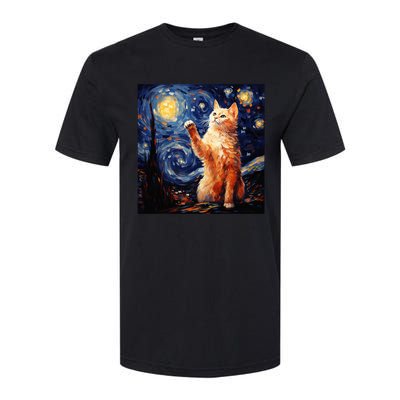 Art Van Gogh Starry Night Cat Gifts For Cats Lover Mom Dad Softstyle CVC T-Shirt