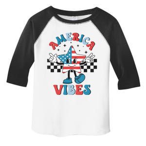 America Vibes Happy Face Smile 4th Of July American Flag Gift Toddler Fine Jersey T-Shirt