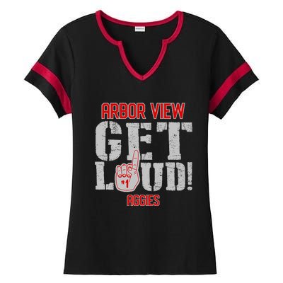 Arbor View High School Get Loud Aggies Ladies Halftime Notch Neck Tee