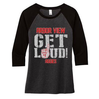 Arbor View High School Get Loud Aggies Women's Tri-Blend 3/4-Sleeve Raglan Shirt