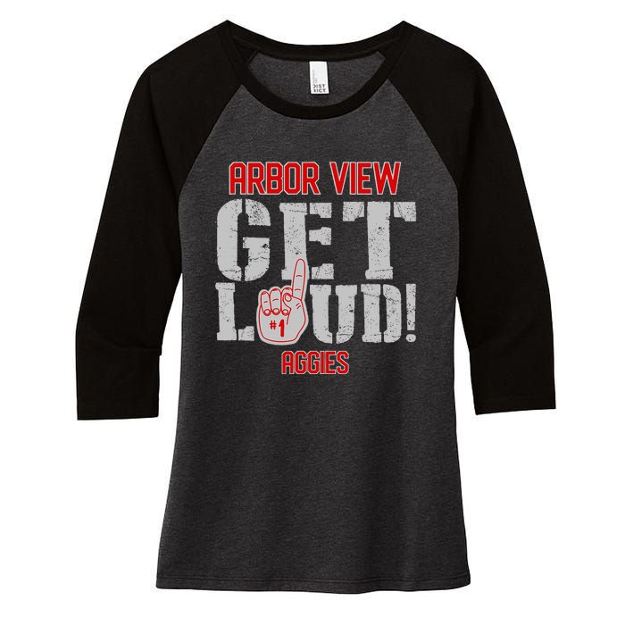 Arbor View High School Get Loud Aggies Women's Tri-Blend 3/4-Sleeve Raglan Shirt