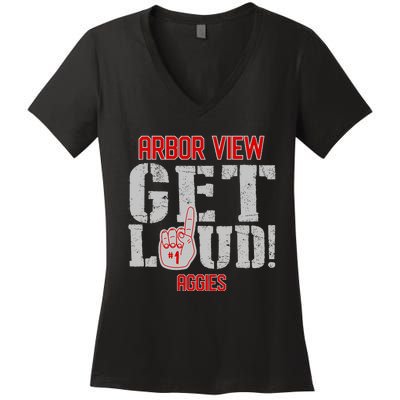 Arbor View High School Get Loud Aggies Women's V-Neck T-Shirt