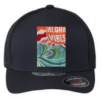 Aloha Vibes Hawaii Sunset Waves Flexfit Unipanel Trucker Cap