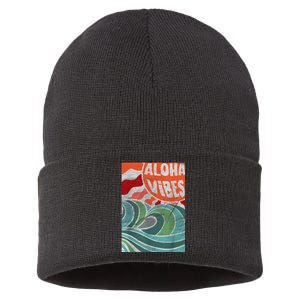 Aloha Vibes Hawaii Sunset Waves Sustainable Knit Beanie