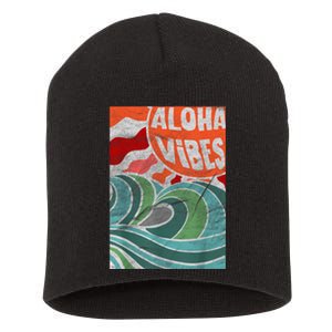 Aloha Vibes Hawaii Sunset Waves Short Acrylic Beanie