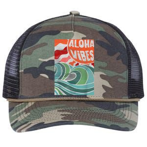 Aloha Vibes Hawaii Sunset Waves Retro Rope Trucker Hat Cap