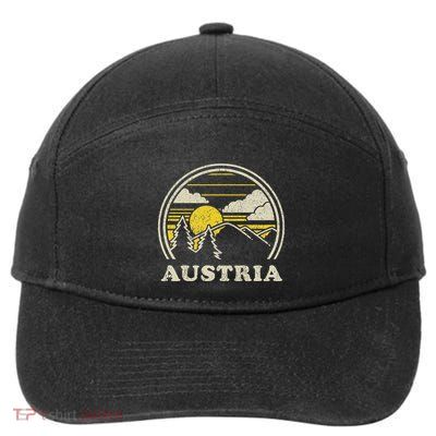 Austria Vintage Hiking Mountains 7-Panel Snapback Hat
