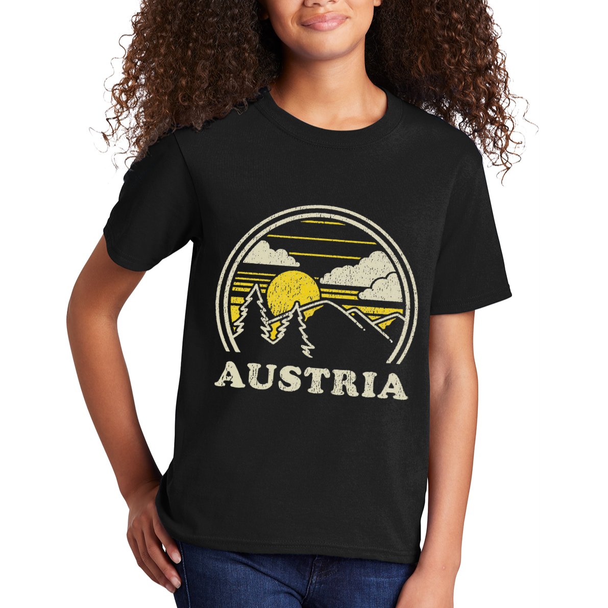 Austria Vintage Hiking Mountains Kids T-Shirt