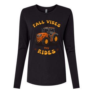 Autumn Vibes & Hay Rides Graphic Womens Cotton Relaxed Long Sleeve T-Shirt