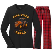 Autumn Vibes & Hay Rides Graphic Women's Long Sleeve Flannel Pajama Set 