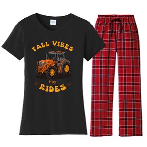 Autumn Vibes & Hay Rides Graphic Women's Flannel Pajama Set