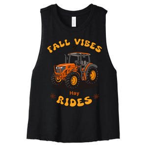 Autumn Vibes & Hay Rides Graphic Women's Racerback Cropped Tank