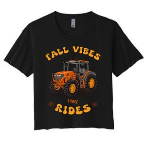 Autumn Vibes & Hay Rides Graphic Women's Crop Top Tee