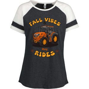 Autumn Vibes & Hay Rides Graphic Enza Ladies Jersey Colorblock Tee