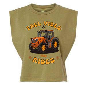 Autumn Vibes & Hay Rides Graphic Garment-Dyed Women's Muscle Tee