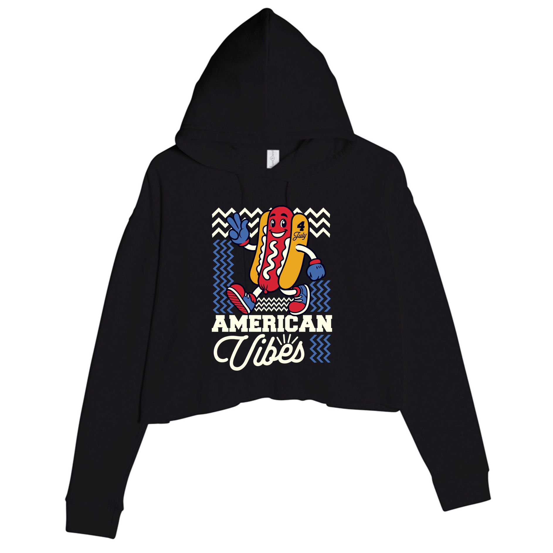 American Vibes Hot Dog Crop Fleece Hoodie