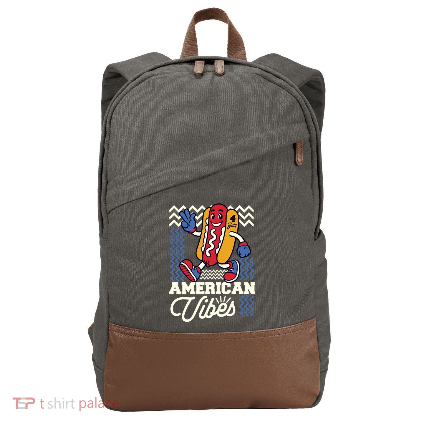 American Vibes Hot Dog Cotton Canvas Backpack