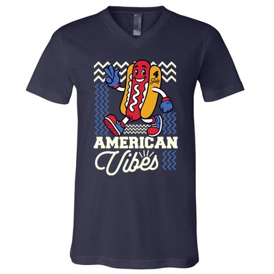 American Vibes Hot Dog V-Neck T-Shirt