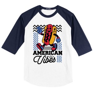 American Vibes Hot Dog Baseball Sleeve Shirt