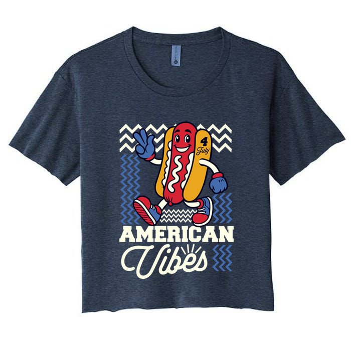 American Vibes Hot Dog Women's Crop Top Tee