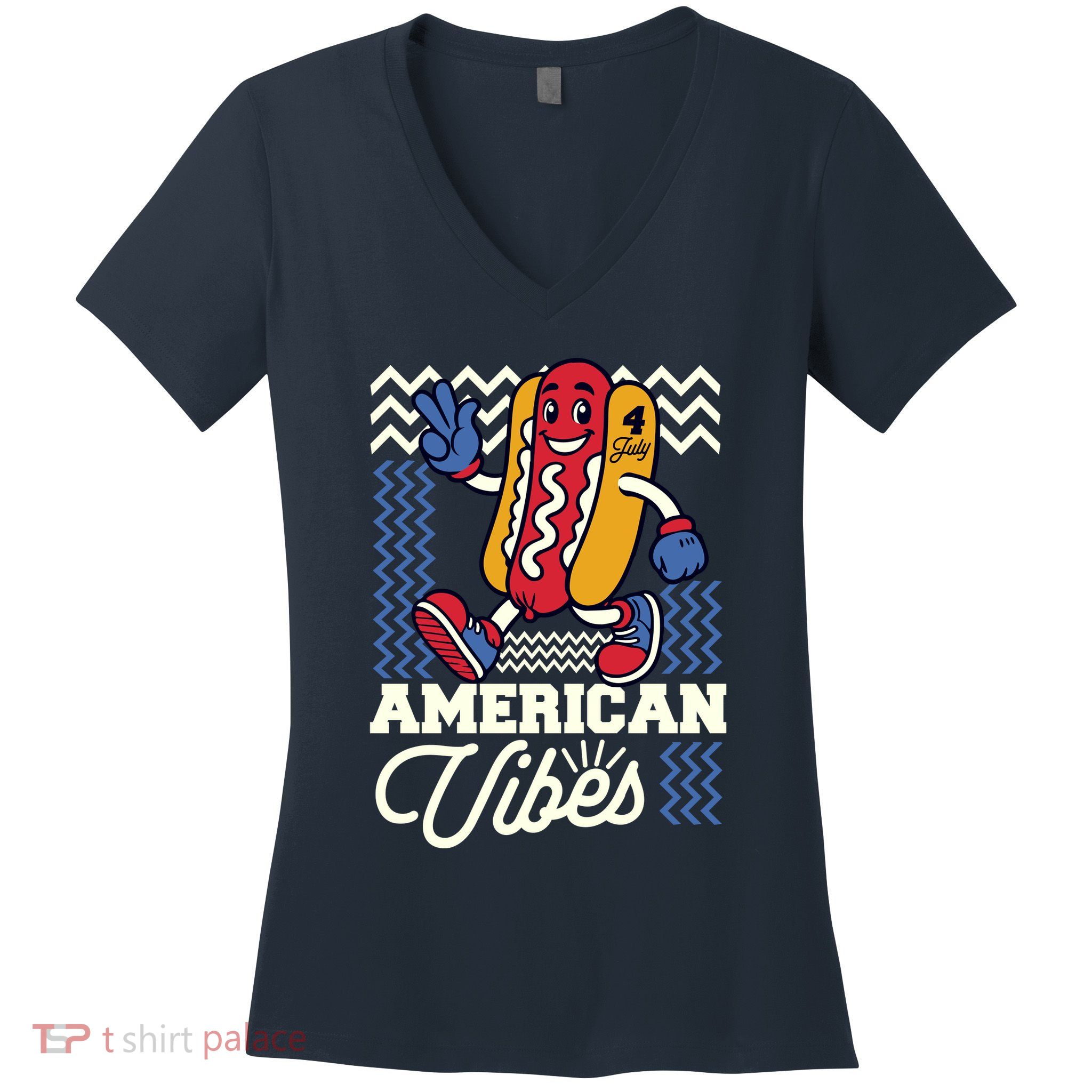 American Vibes Hot Dog Women's V-Neck T-Shirt