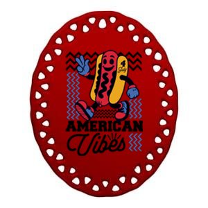 American Vibes Hot Dog Ceramic Oval Ornament