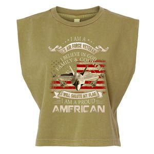 Air Veteran I Believe In God Family And Country Force Garment-Dyed Women's Muscle Tee