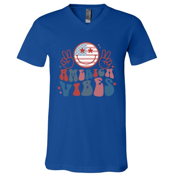 America Vibes July 4 Gift V-Neck T-Shirt