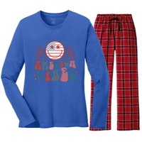 America Vibes July 4 Gift Women's Long Sleeve Flannel Pajama Set 