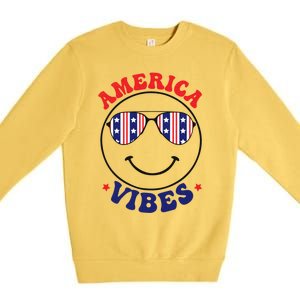 America Vibes July 4th America Flag Patriot Usa Gift Premium Crewneck Sweatshirt