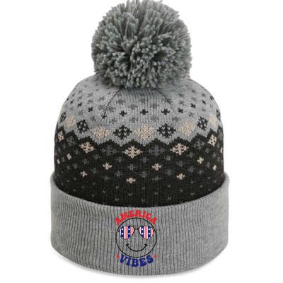 America Vibes July 4th America Flag Patriot Usa Gift The Baniff Cuffed Pom Beanie