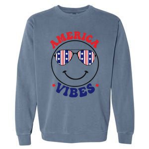 America Vibes July 4th America Flag Patriot Usa Gift Garment-Dyed Sweatshirt