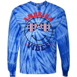 America Vibes July 4th America Flag Patriot Usa Gift Tie-Dye Long Sleeve Shirt