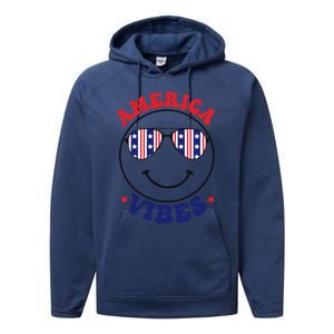 America Vibes July 4th America Flag Patriot Usa Gift Performance Fleece Hoodie