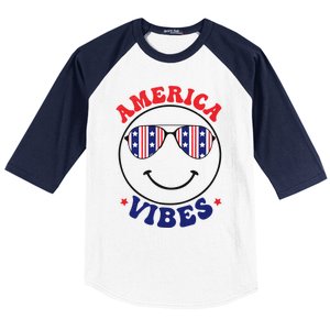 America Vibes July 4th America Flag Patriot Usa Gift Baseball Sleeve Shirt