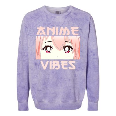 Anime Vibes Kawaii Japanese Otaku Teens Girls Colorblast Crewneck Sweatshirt